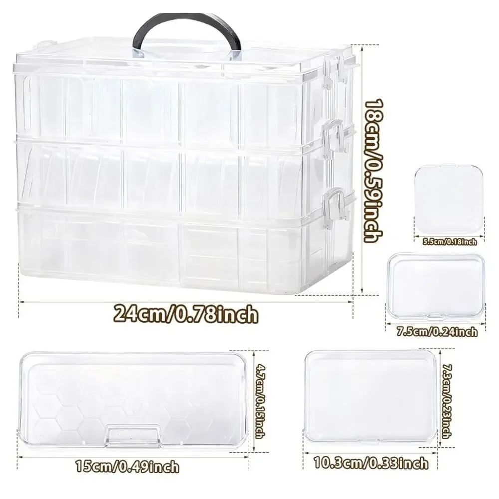 Bead Organizers Art Craft Storage 3-Tier Stackable Storage Container Box 61pcs